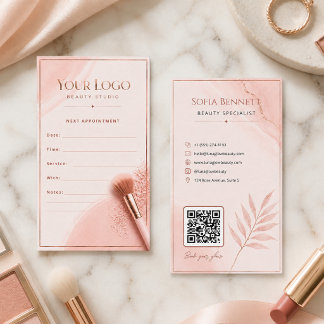 Feminint Rosa Guld QR-kod för salongmärkning Tidsbeställning Kort