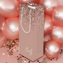 Feminint Rosa Guld Röda Kinder Glitter Monogram
