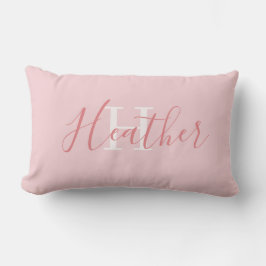Feminint Rosa med Namn och Initial Lumbarkudde