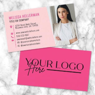 Feminint Rosa Modernt Minimalistiskt Logo Visitkort