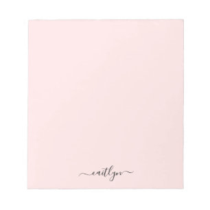 Feminint Rosa Monogram Modernt Skript Personligt Anteckningsblock