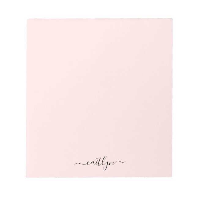Feminint Rosa Monogram Modernt Skript Personligt Anteckningsblock (Framsida)