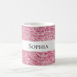 Feminint Rosa och Rosé Glitter Zebranamn Kaffemugg