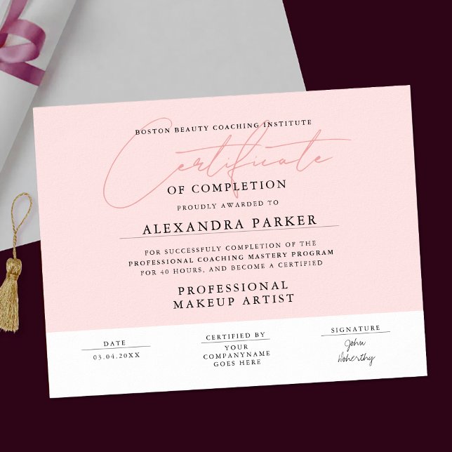 Feminint Rosa och Vitt Certifikatpris  Poster (Skapare uppladdad)