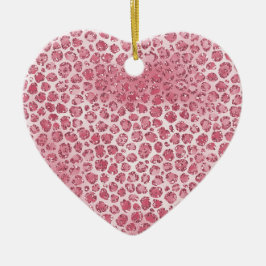 Feminint Rosa Röda Glitter Leoprint Julgransprydnad Keramik