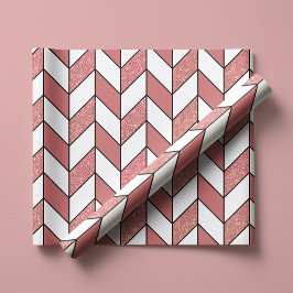 Feminint Rosa Roséguld Glitter Herringbone Chevron Presentpapper