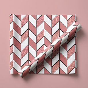 Feminint Rosa Roséguld Glitter Herringbone Chevron Presentpapper