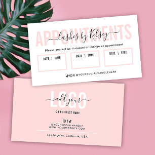Feminint Rosa Skönhetssalong Lash Spa Logotyp Tidsbeställning Kort