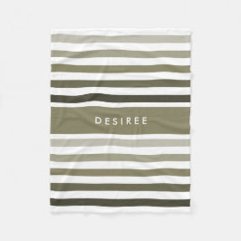 Feminint tjockt Rand med Namn i Khaki Grönt Fleecefilt