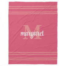 Feminint varmt rosa vit monogramfilt med namn av f