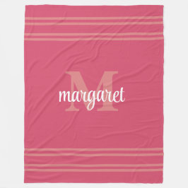 Feminint varmt rosa vit monogramfilt med namn av f fleecefilt