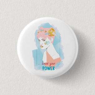 Feminism citat känner till din Power Girl Illustra Knapp