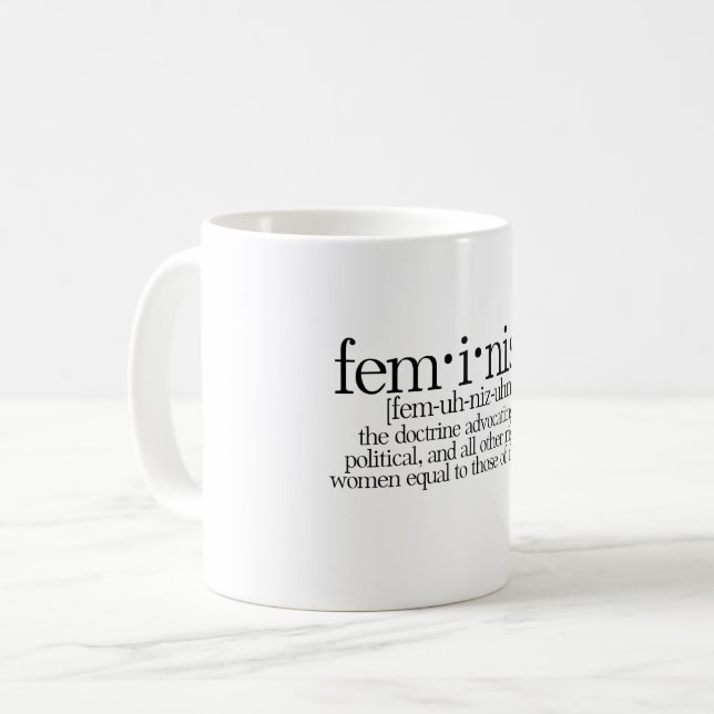 Feminism definierad kaffemugg (Framsida vänster)