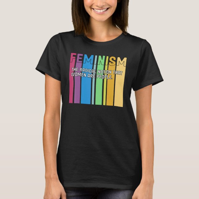 Feminism Definition Retro Strong Women and Equal R T Shirt (Framsida)