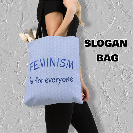 Feminism för alla blå mönstrad tygkasse