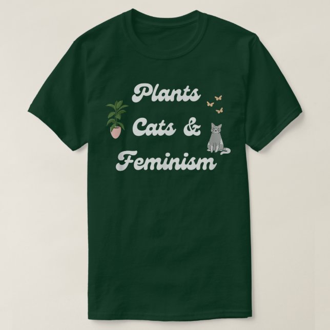 Feminism för kvinnliga växt- och kattkvinnor i Dam T Shirt (Design framsida)