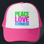 Feminism i Kärlek fred Keps<br><div class="desc">En söt feministisk gåva i fantastisk neon färg av kalkgrönt, shock rosa och blått. En vacker kvinnlig egenmaktskonstruktion för en stark kvinna och förespråkare för lika höger för kvinnor. Fred Kärlek, feminism.</div>