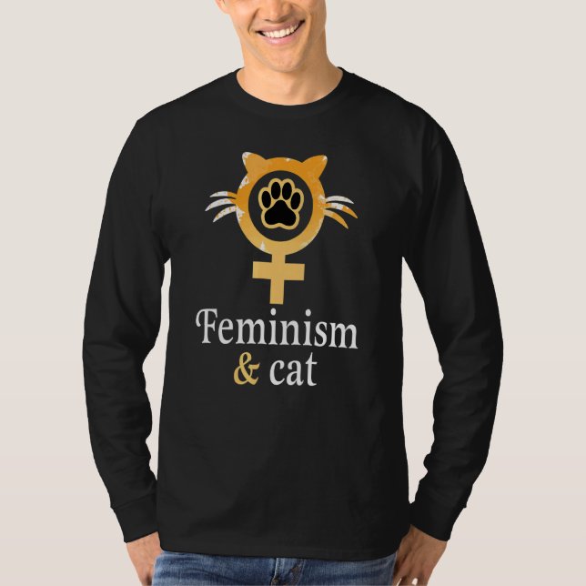 Feminism och kattapparat t shirt (Framsida)
