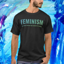 Feminism - Övertoning Tee - fetstil i blått och Gr