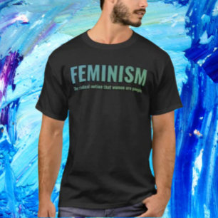 Feminism - Övertoning Tee - fetstil i blått och Gr