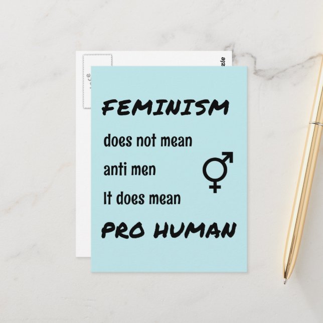 Feminism pro human slogan vycard vykort (Fram/Back In Situ)