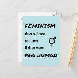 Feminism pro human slogan vycard vykort