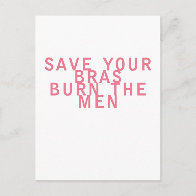 Feminism Spara din Bras Burn Manar Lustigt Vykort (Framsida)