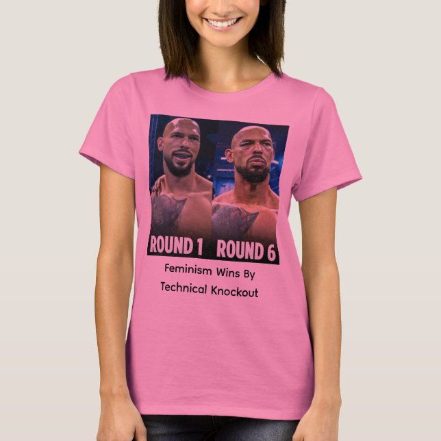 Feminism Wins By Technical Knockout T Shirt (Framsida)