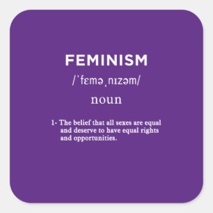 feminismens definition lila fyrkantigt klistermärke
