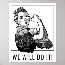 Feminist Can-Do Rosie-the-Riveter Graphic Line Art Poster