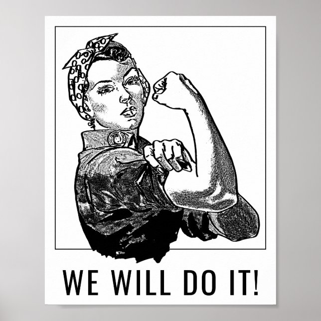 Feminist Can-Do Rosie-the-Riveter Graphic Line Art Poster (Framsidan)