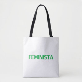 Feminist feminista på spanska grönten och vit mode tygkasse