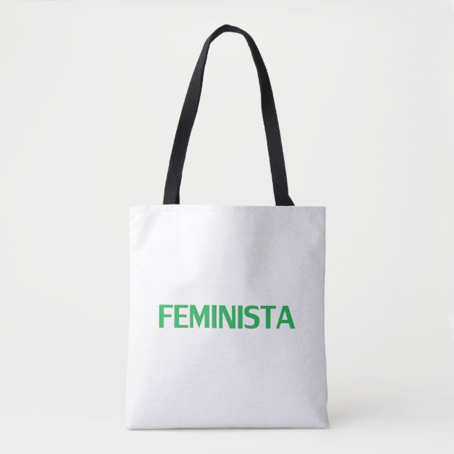 Feminist feminista på spanska grönten och vit mode tygkasse (Framsida)