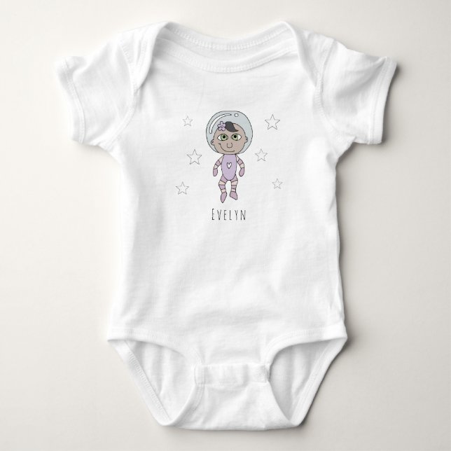 Feminist Flicka Astronaut Dream Doodle och Namn Tee Shirt (Framsida)