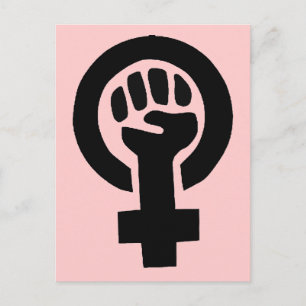 Feminist Girl Power Symbol med Rosa Background Vykort