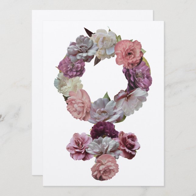 Feminist - kvinnosymbol med blommor (Fram/baksida)