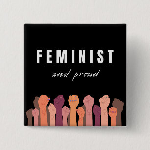 Feminist och stolt knapp