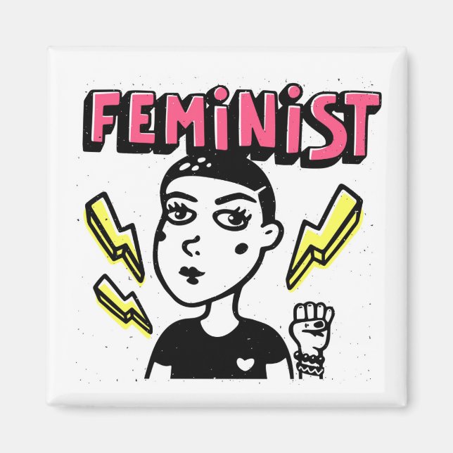 Feminist Pop Art Girl Magnet (Framsidan)