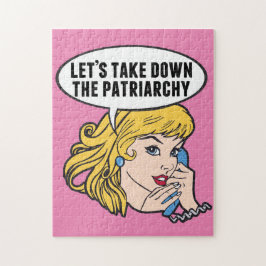 Feminist Retro Pop Art Rosa Anti Patriarchy Quote Pussel