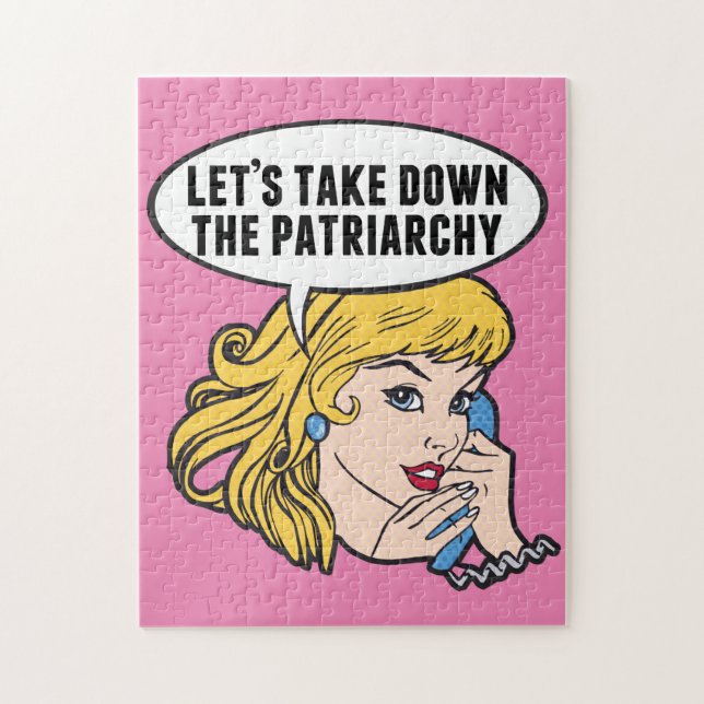 Feminist Retro Pop Art Rosa Anti Patriarchy Quote Pussel (Vertikal)