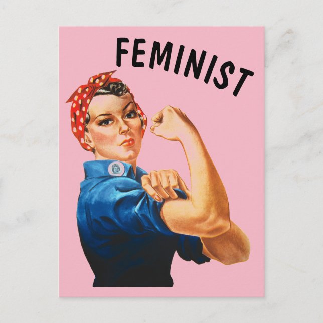 FEMINIST ROSIE THE RIVETER POSTCARDS VYKORT (Framsida)