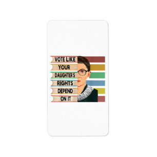 Feminist Ruth Bader Ginsburg RBG Quote Girl med B Adressetikett