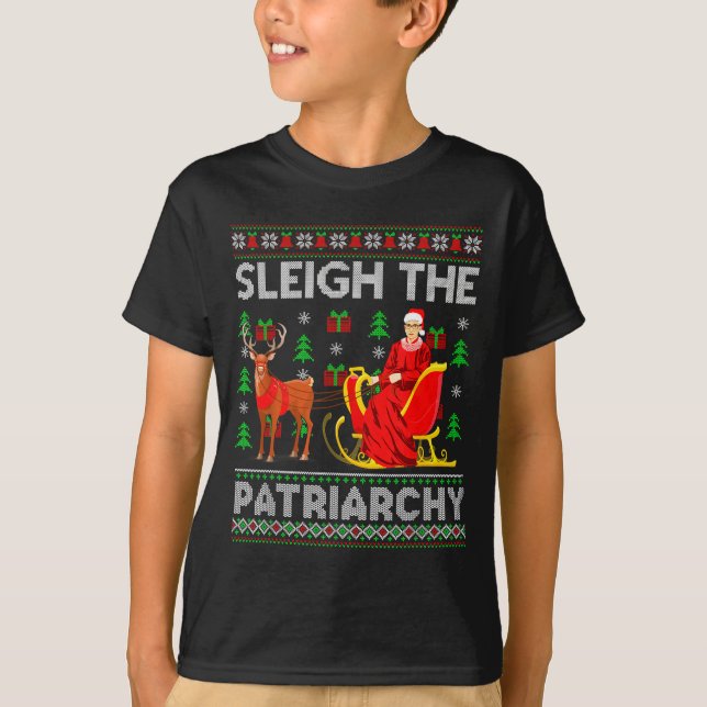 Feminist Ruth Bader Ginsburg Rbg Xmas Sleigh The P T Shirt (Framsida)