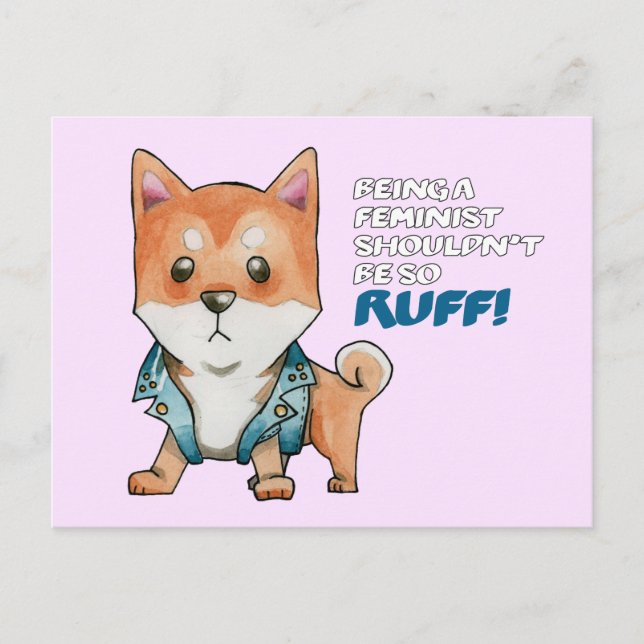 Feminist Shiba Inu Hund Vykort (Framsida)