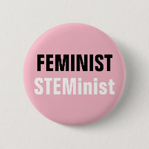 Feminist STEMinist Button Rosa STEM resistens