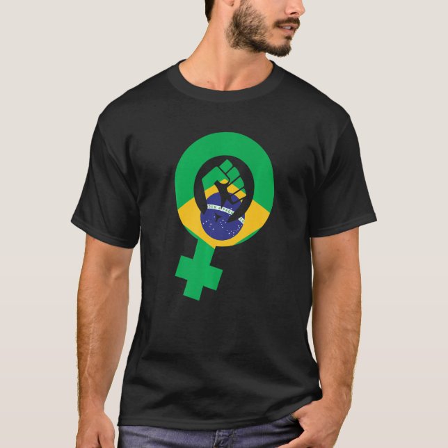Feminist Symbol Brazil Flag T Shirt (Framsida)