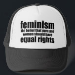 feminist truckerkeps<br><div class="desc">Feminism. Uppfattningen att manar och kvinnor bör ha lika höger. Progressivt perspektiv för vissa. Välkommen till 2000-talet,  där kvinnors höger är viktiga.</div>