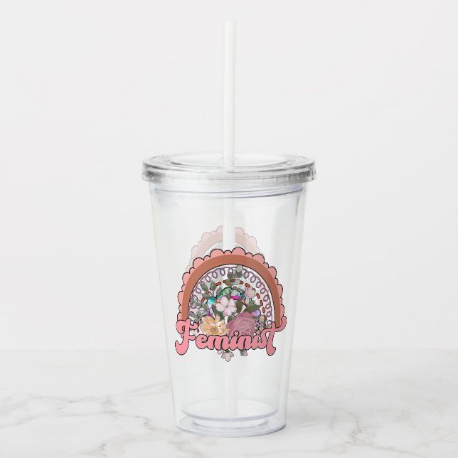 Feministisk akrylisk tumlare take away mugg (Framsida)