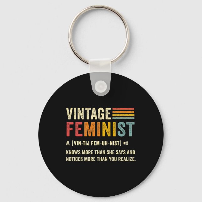 Feministisk definition vet mer än hon säger Retro Nyckelring (Framsida)