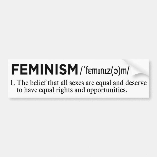 feministisk definition vit bildekal (Framsidan)